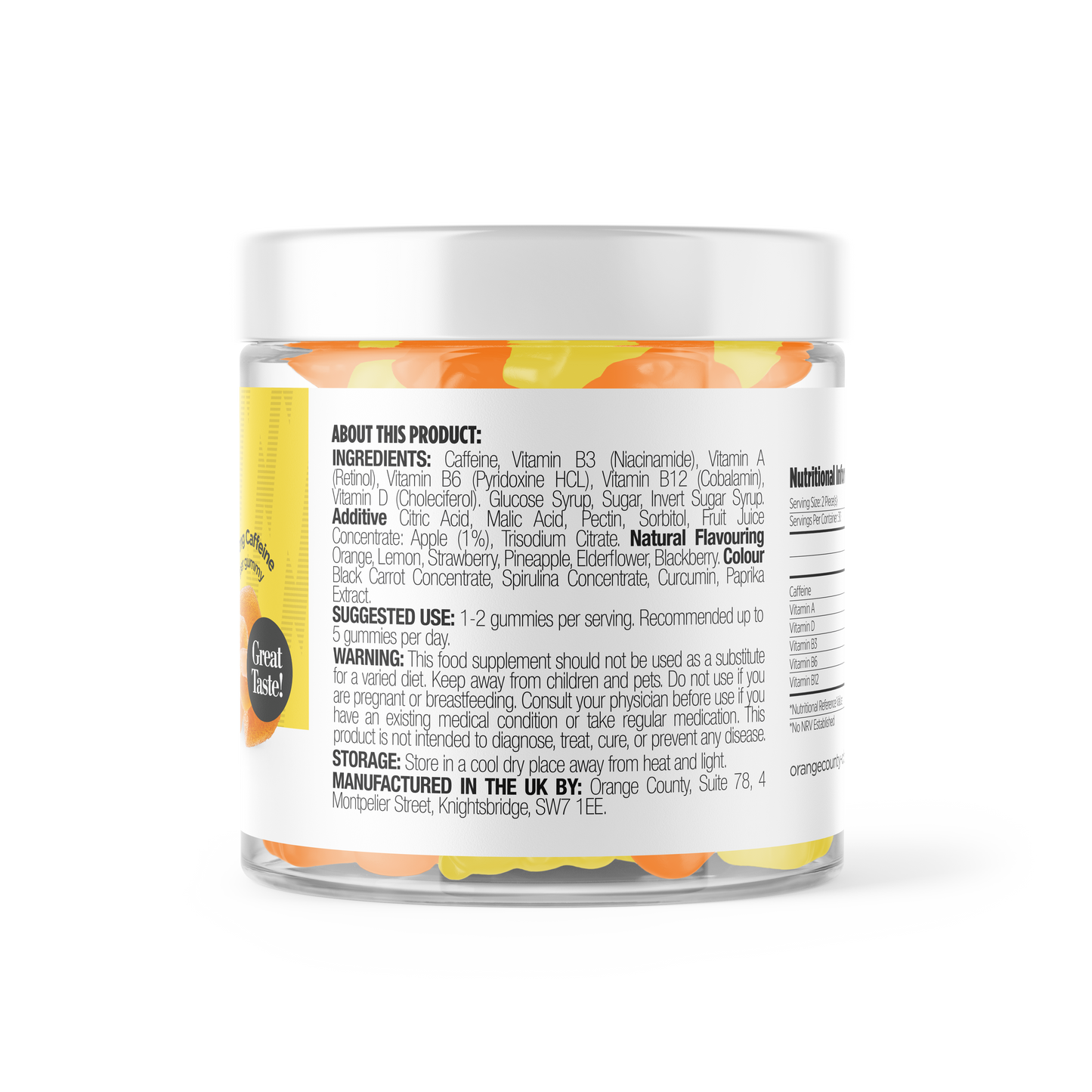 Orange County Energy Gummies (Caffeine) - Mixed Fruit Flavour