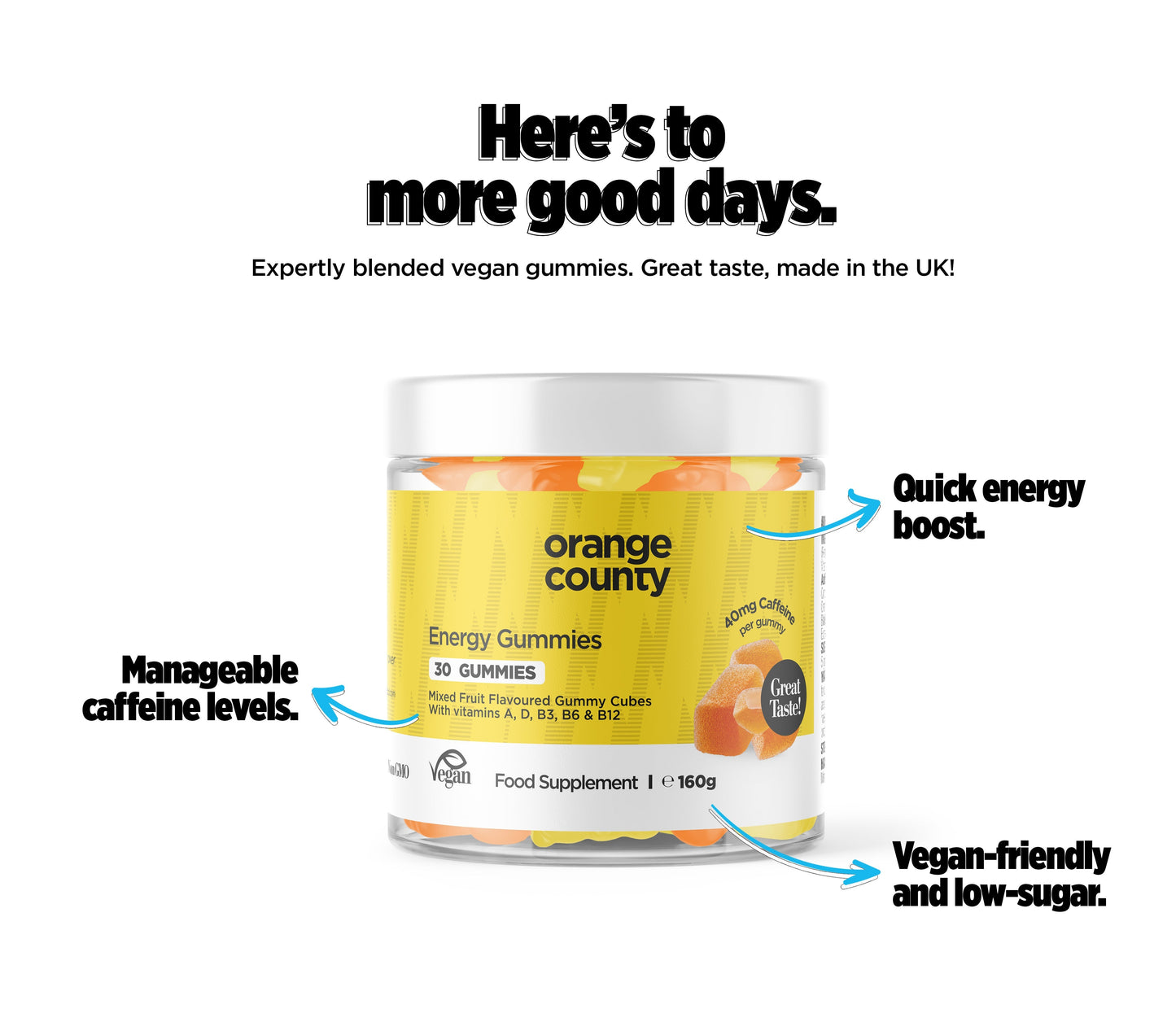 Orange County Energy Gummies (Caffeine) - Mixed Fruit Flavour