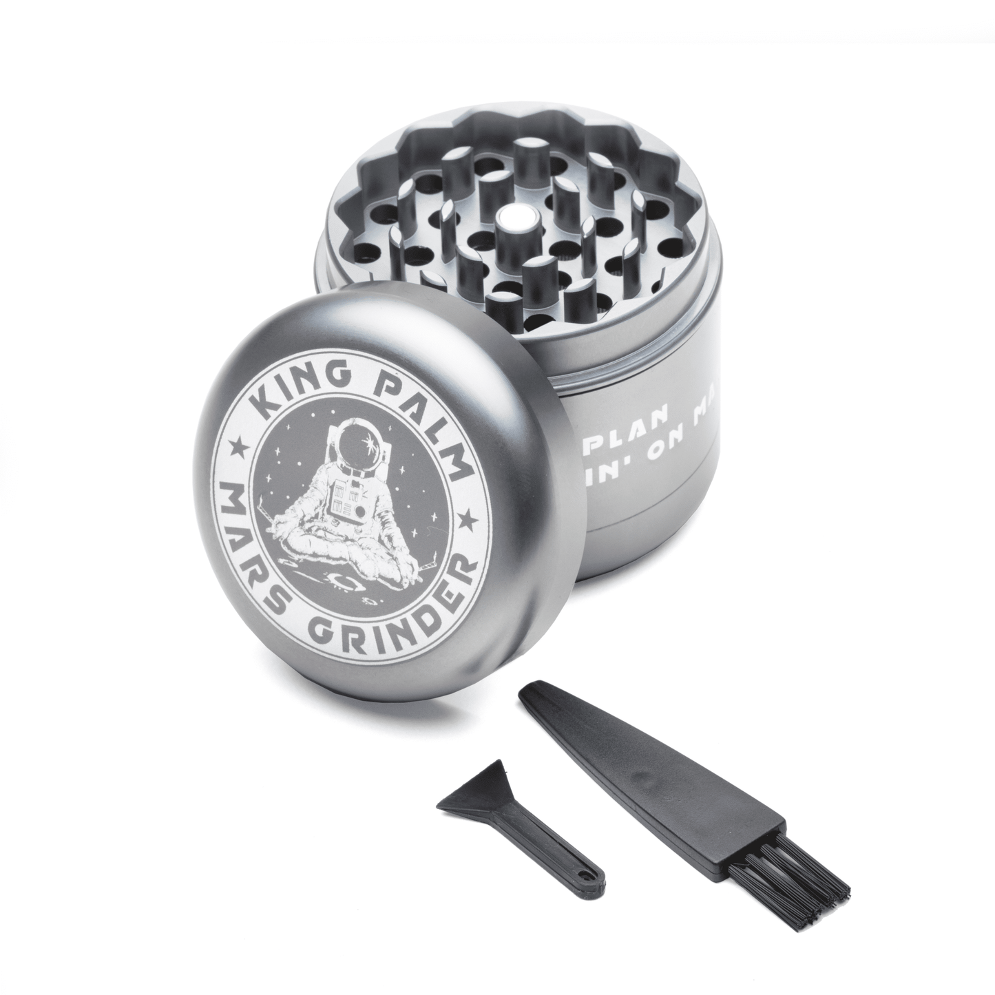 King Palm Mars Herb Grinder 4 Part - Grey