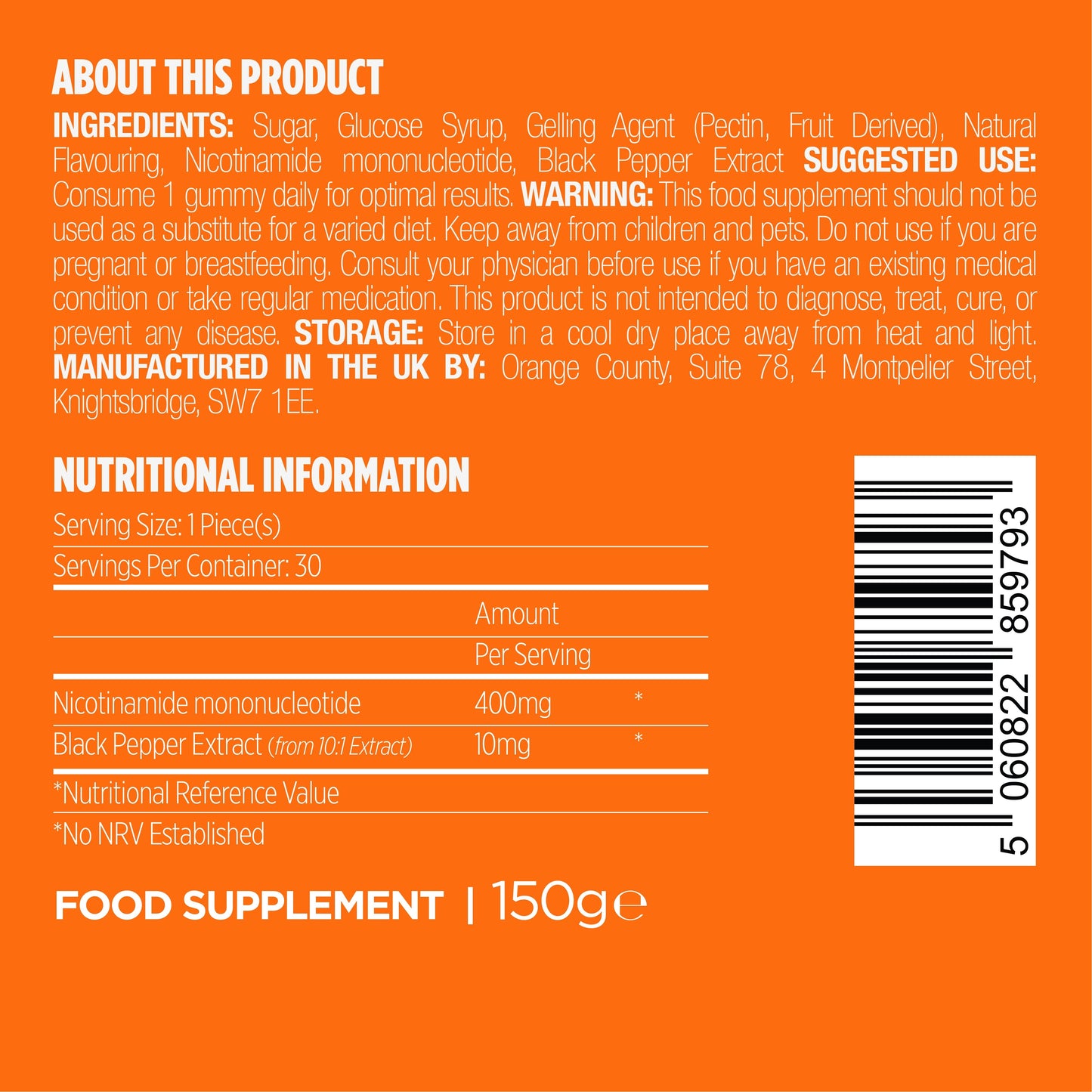 NMN (Nicotinamide) gummies Cell Repair + Anti-Aging | 30 Servings Mixed Fruit Flavour