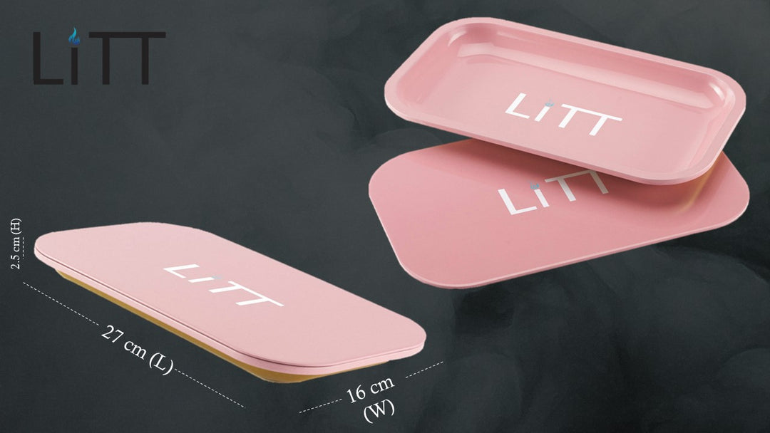 Litt Stash Metal Rolling Tray with magnetic lid - Large (PINK)