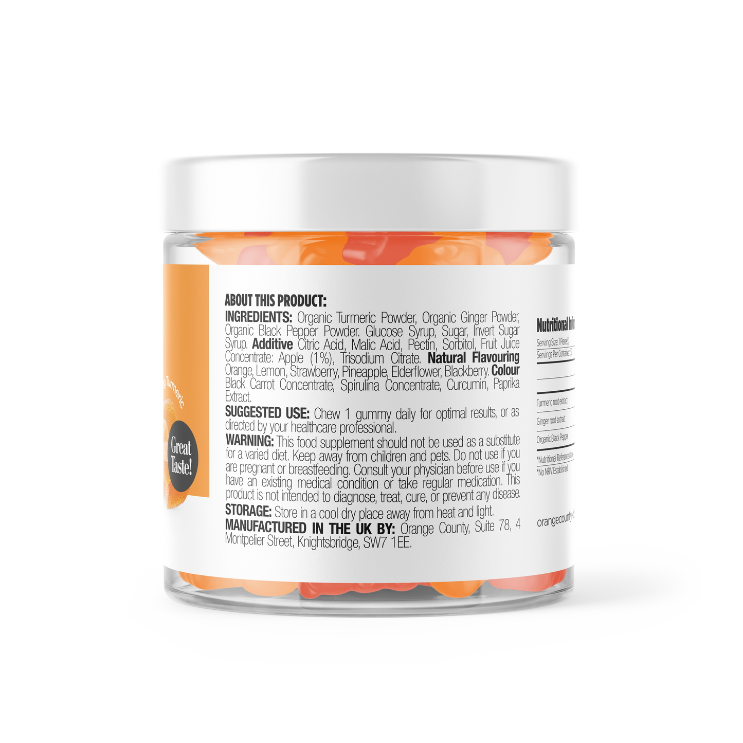 Orange County Vegan Turmeric Gummies - Mixed Fruit Flavour
