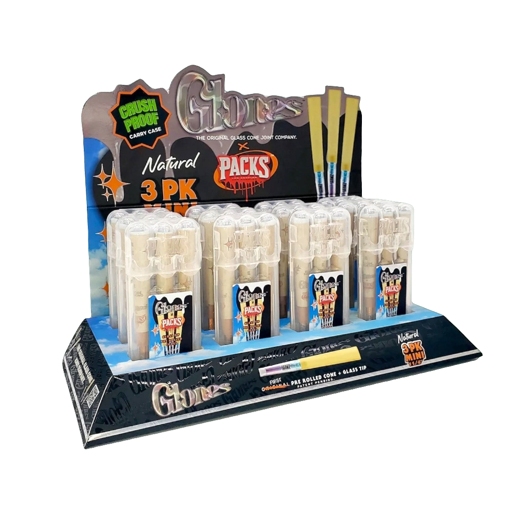 Packs x Glones Glass Tip Cones - Natural - Mini 1 ¼