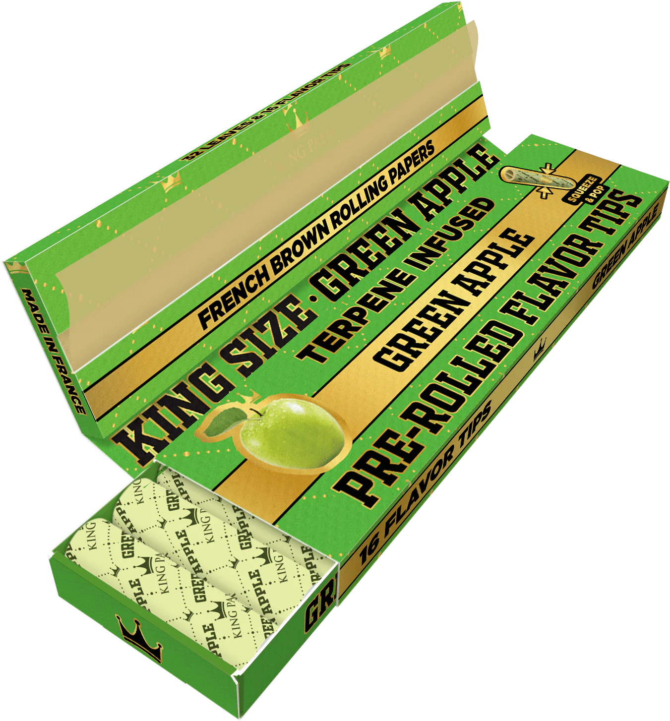 King Palm Papers + Flavour Tips Kingsize - Green Apple