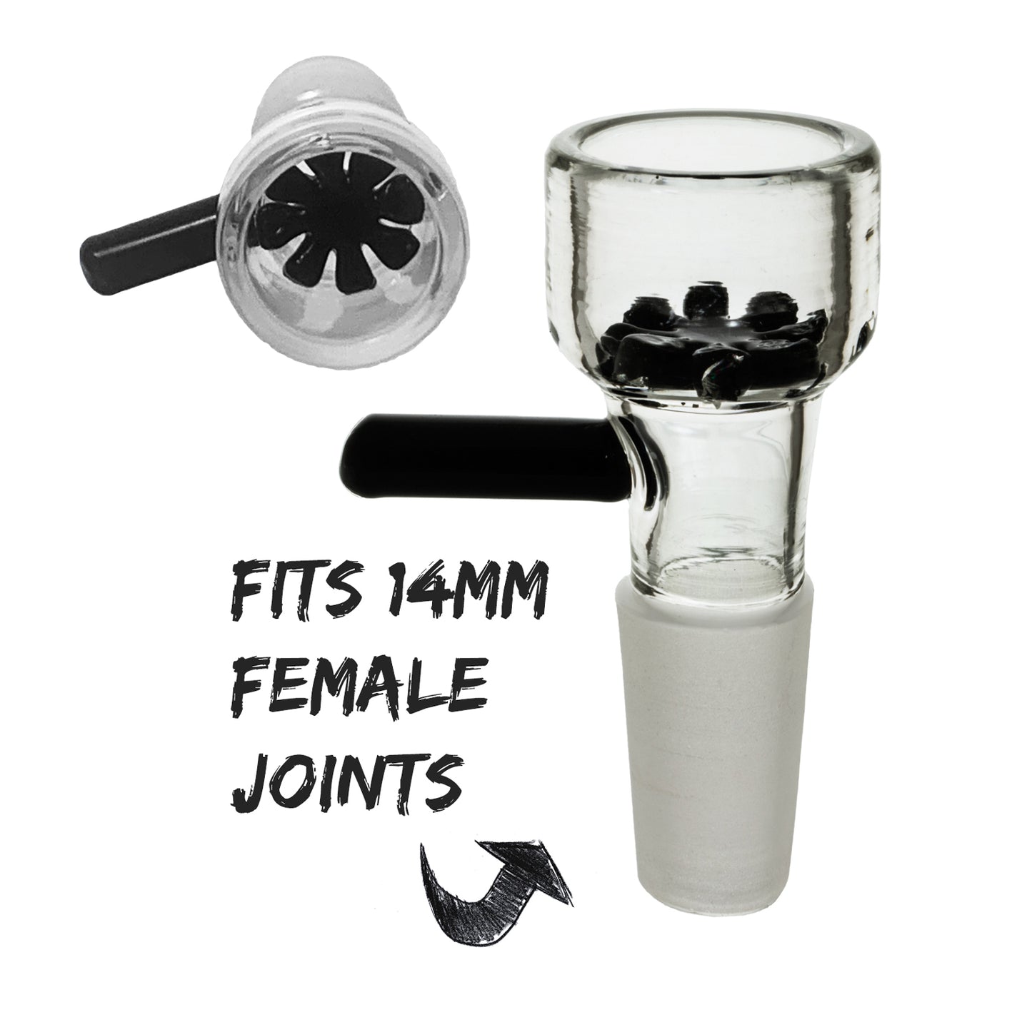 Clear Glass Bowl with black handle 14mm