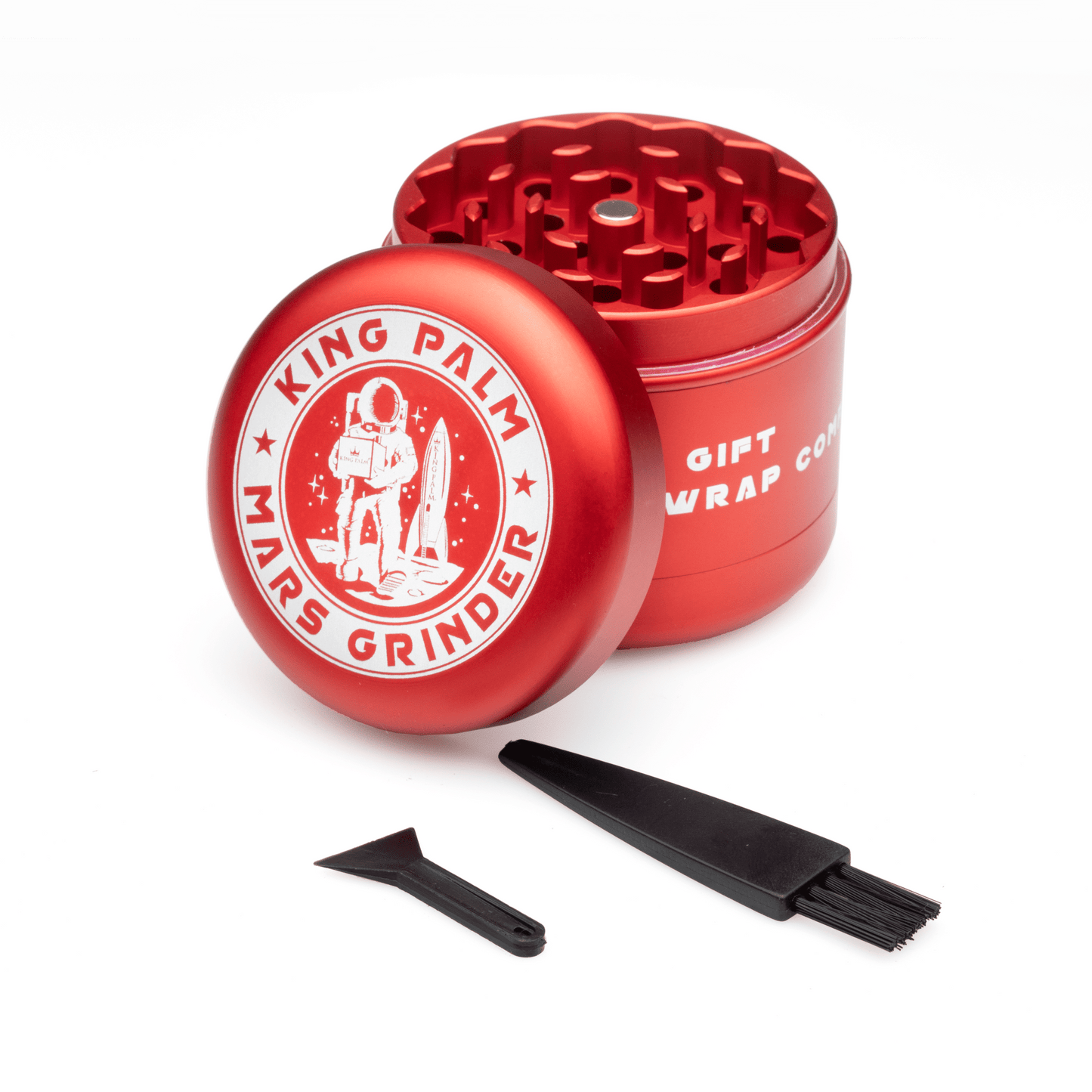King Palm Mars Herb Grinder with Kief Catcher - Red