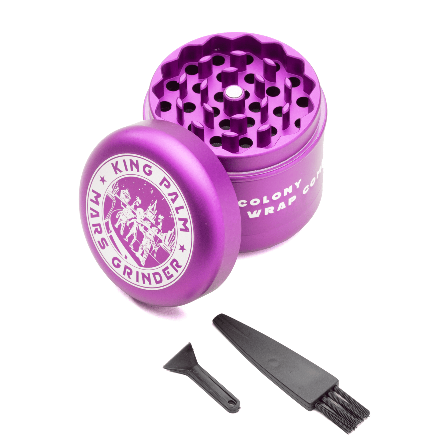 King Palm Mars Herb Grinder with Kief Catcher - Purple