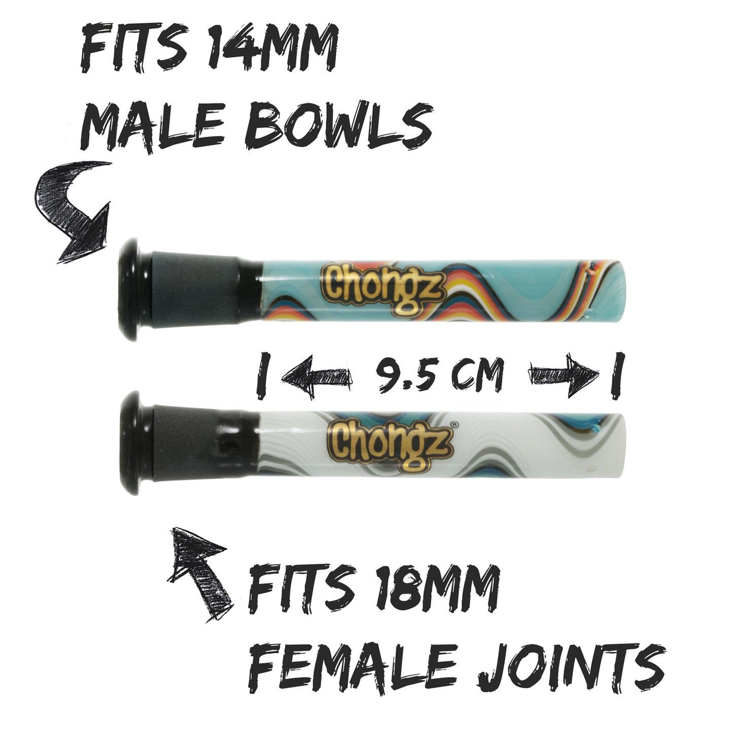 Chongz Art Glass Stem 19mm-14mm 12cm Asst Colours