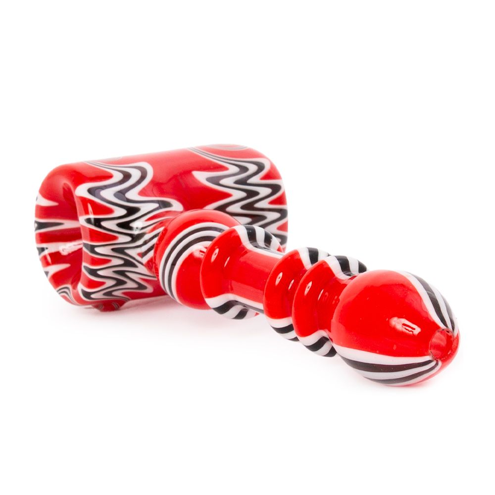 The Hammer Pipe - Glass Pipe Red/Whi/Blk - Pure Hits