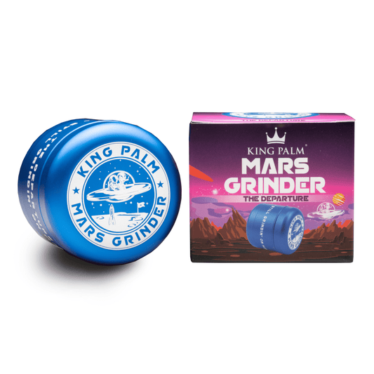 King Palm Mars Herb Grinder with Kief Catcher - Blue