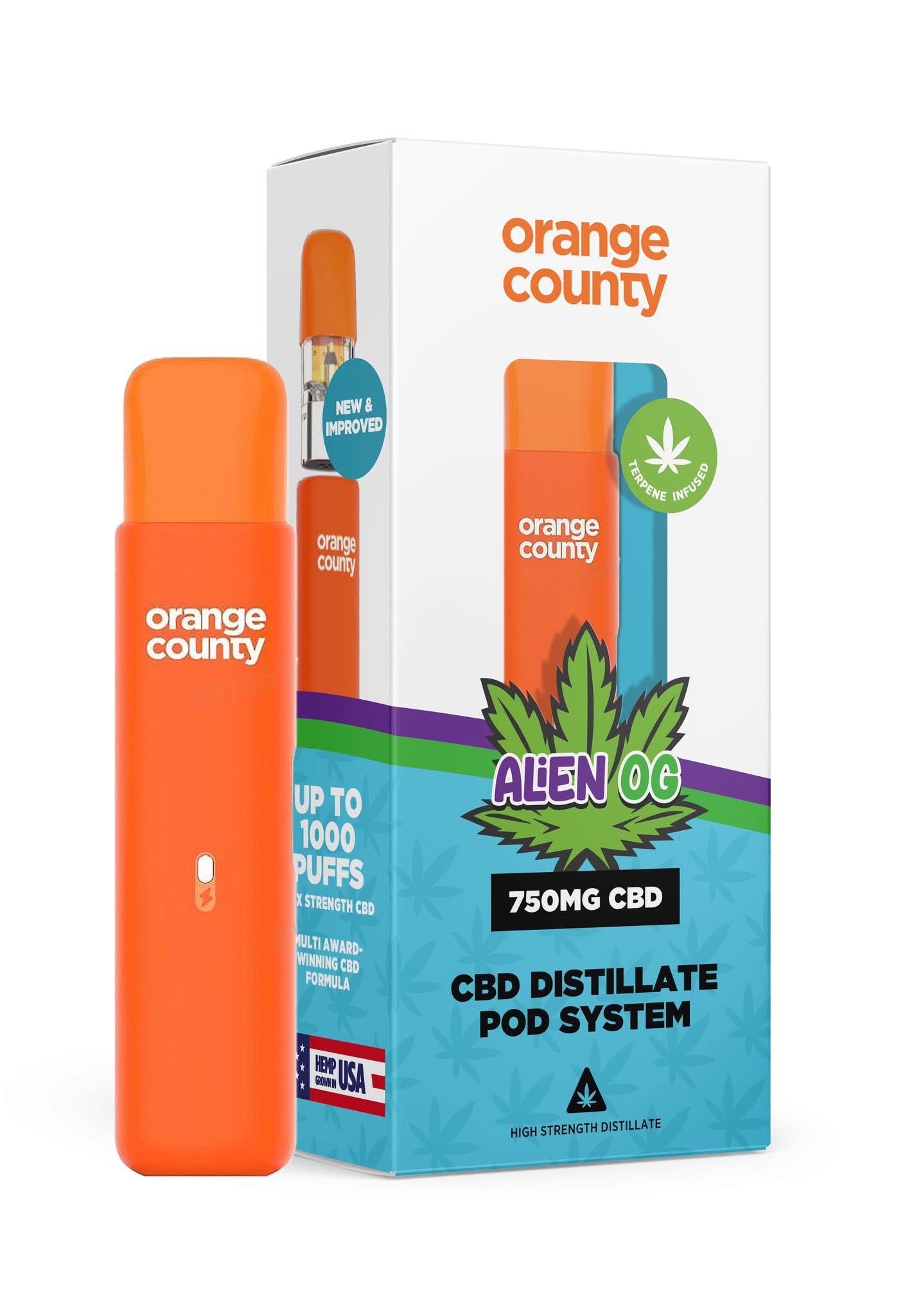 Orange County - Alien OG 1ml rechargeable CBD Pod Kit (750mg)