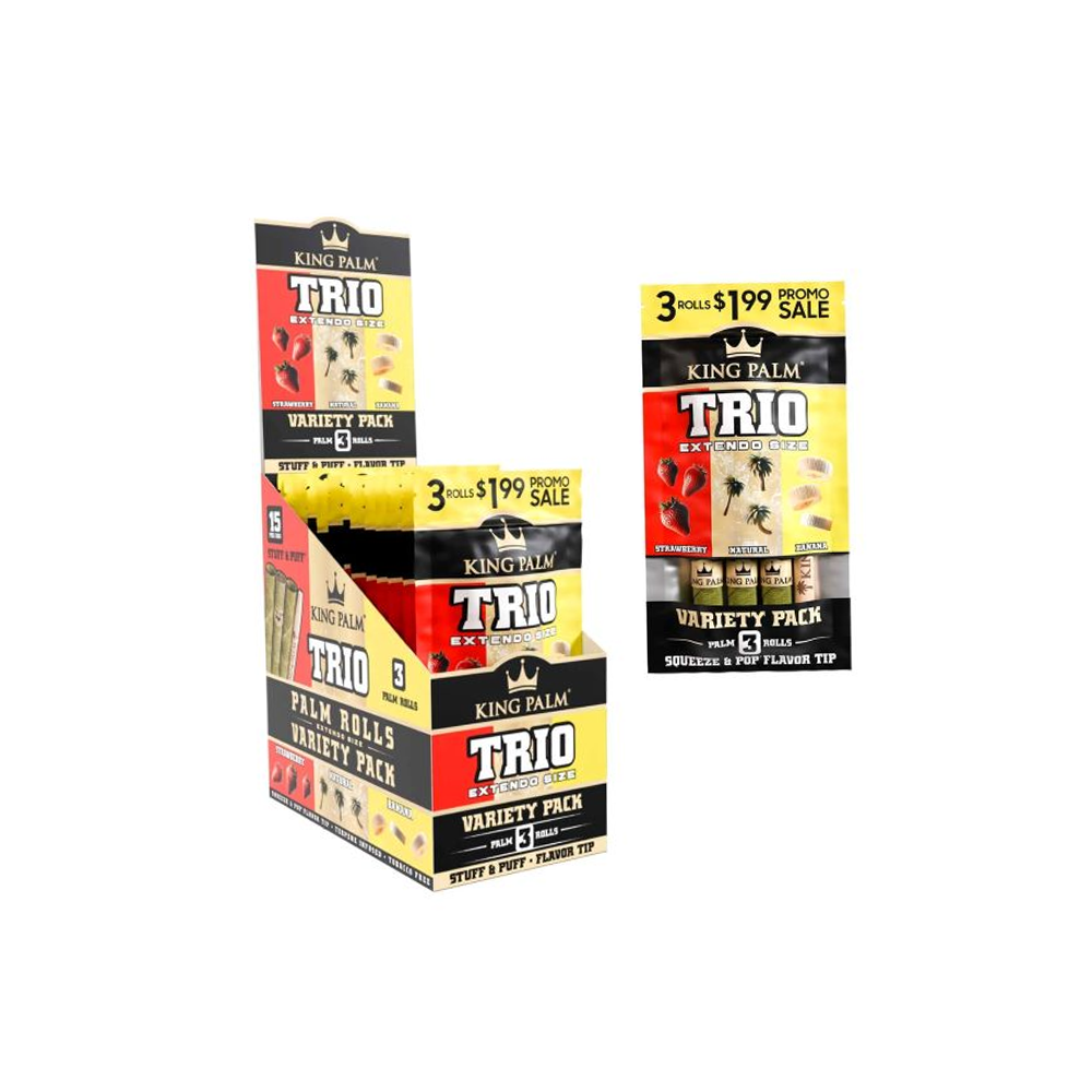 King Palm Trio Extendo Rolls Starwberry Banana Natural