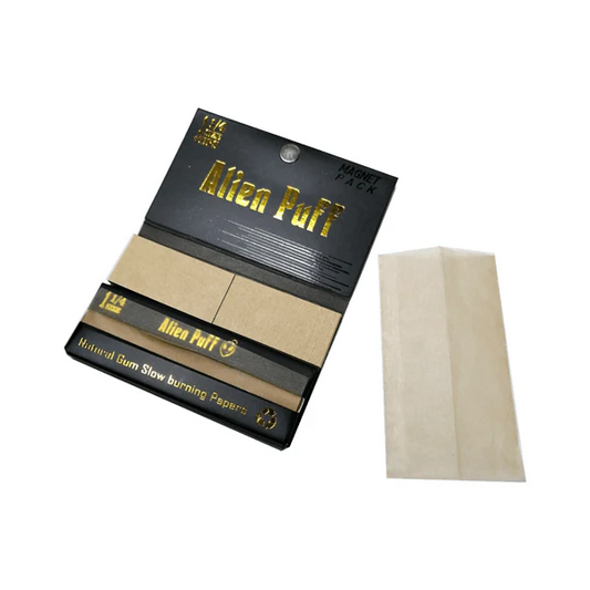 Alien Puff Black & Gold 1 ¼ Size Magnetic Unbleached Rolling Papers + Tips