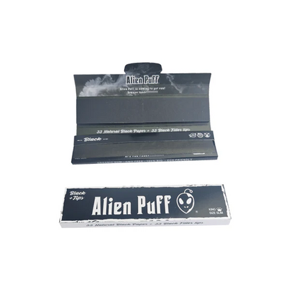 Alien Puff King Size Black Rolling Papers W/Tips