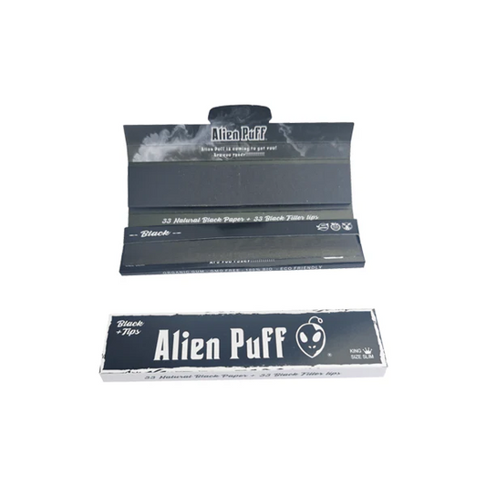 Alien Puff King Size Black Rolling Papers W/Tips