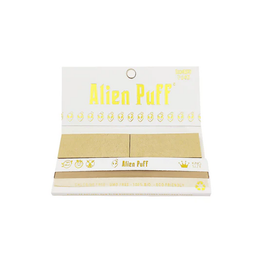 Alien Puff White & Gold King Size w/Tips Unbleached Brown Rolling Papers
