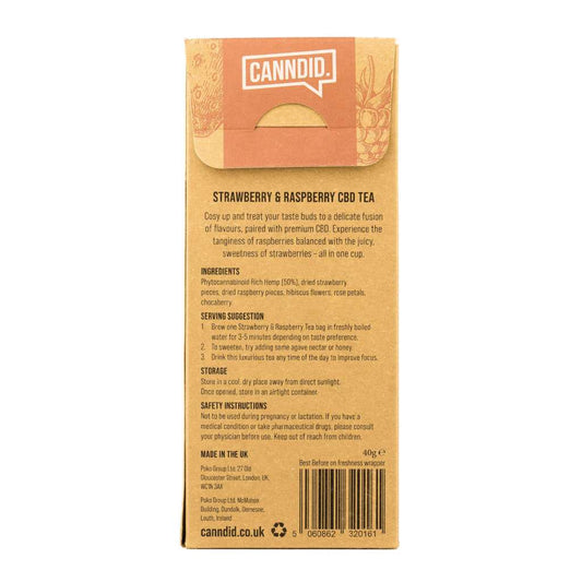 Canndid CBD Tea 'Strawberry & Raspberry' - 20x Hemp Tea Bags