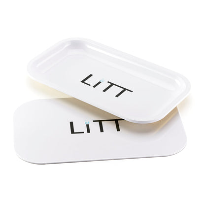 Litt Stash Metal Rolling Tray with Magnetic Rolling Lid - Large (WHITE)
