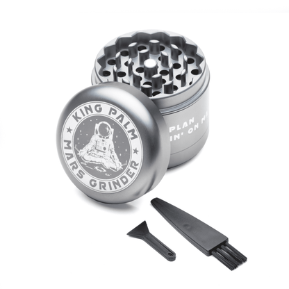 King Palm Mars Herb Grinder 4 Part - Grey