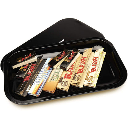 Litt Stash Metal Rolling Tray with Magnetic Rolling Lid - Large (BLACK)