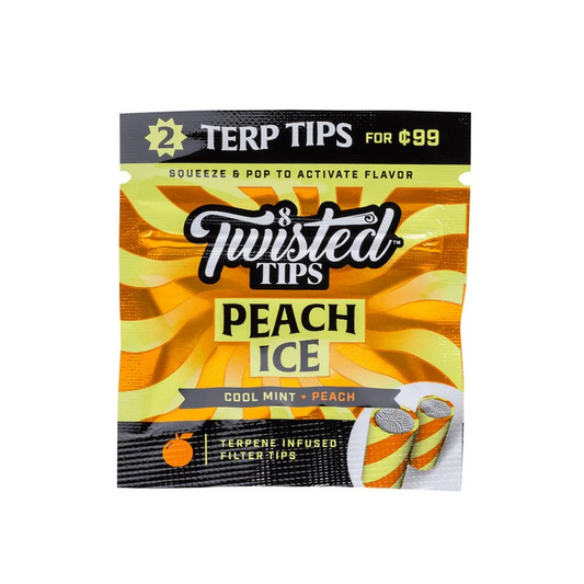 Twisted Tips – Peach Ice Terpene-Infused Filter Tips (2 Tips per Pack)