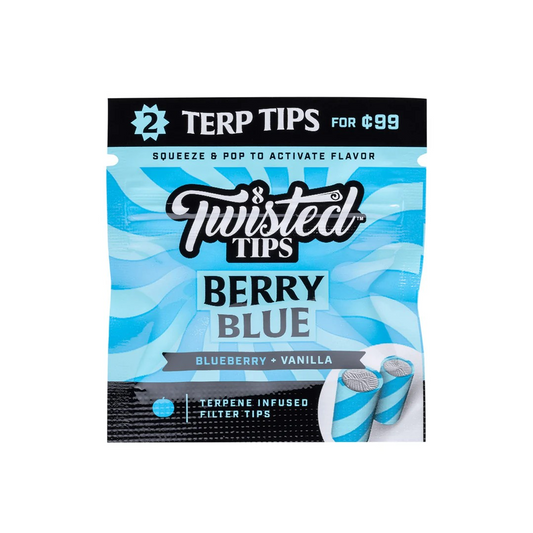 Twisted Tips – Berry Blue Terpene-Infused Filter Tips (2 Tips per Pack)