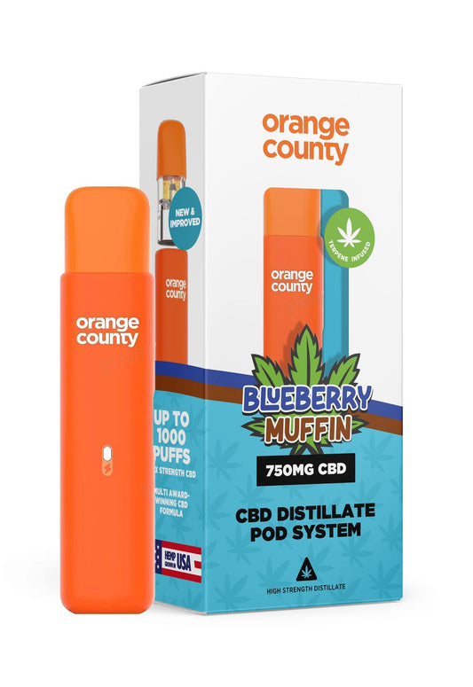 Orange County - Blueberry Muffin 1ml rechargeable CBD Pod Kit (750mg)
