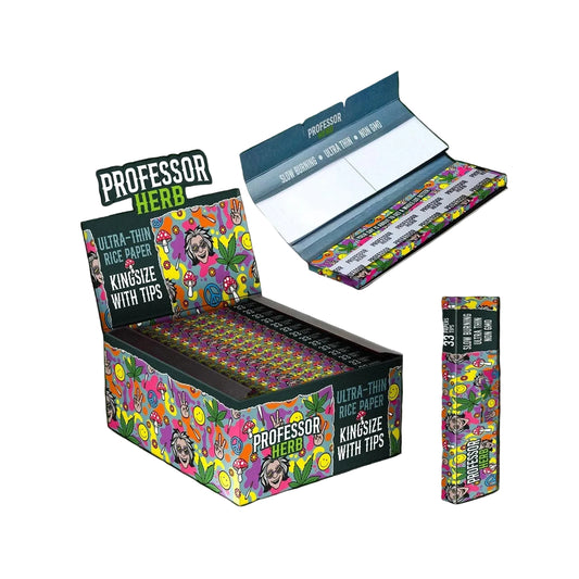 Professor Herb Kingsize Rolling Papers & Tips - Ultra Thin Rice Paper