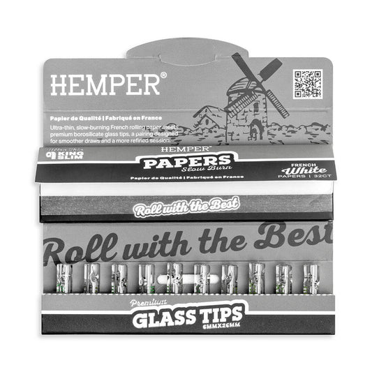 Hemper White Kingsize Papers + 6mm Glass Tips