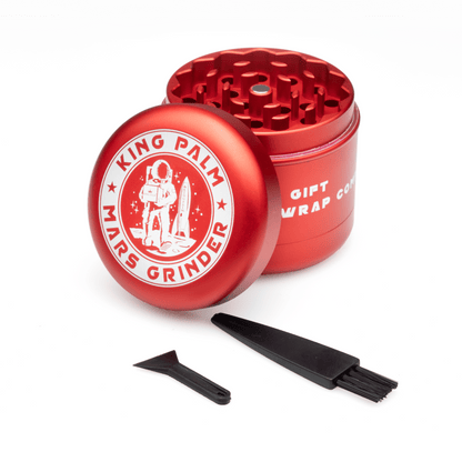 King Palm Mars Herb Grinder with Kief Catcher - Red