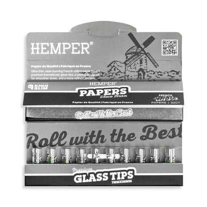 Hemper White Kingsize Paper Booklet + 7mm Glass Tips