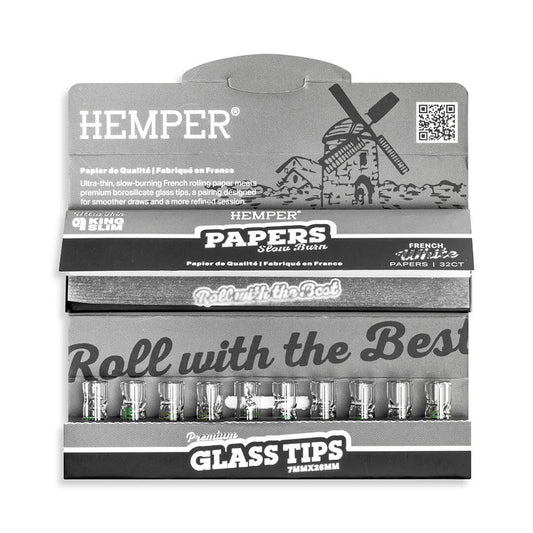 Hemper White Kingsize Paper Booklet + 7mm Glass Tips