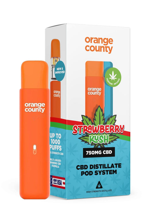 Orange County - Strawberry Kush 1ml rechargeable CBD Pod Kit (750mg)